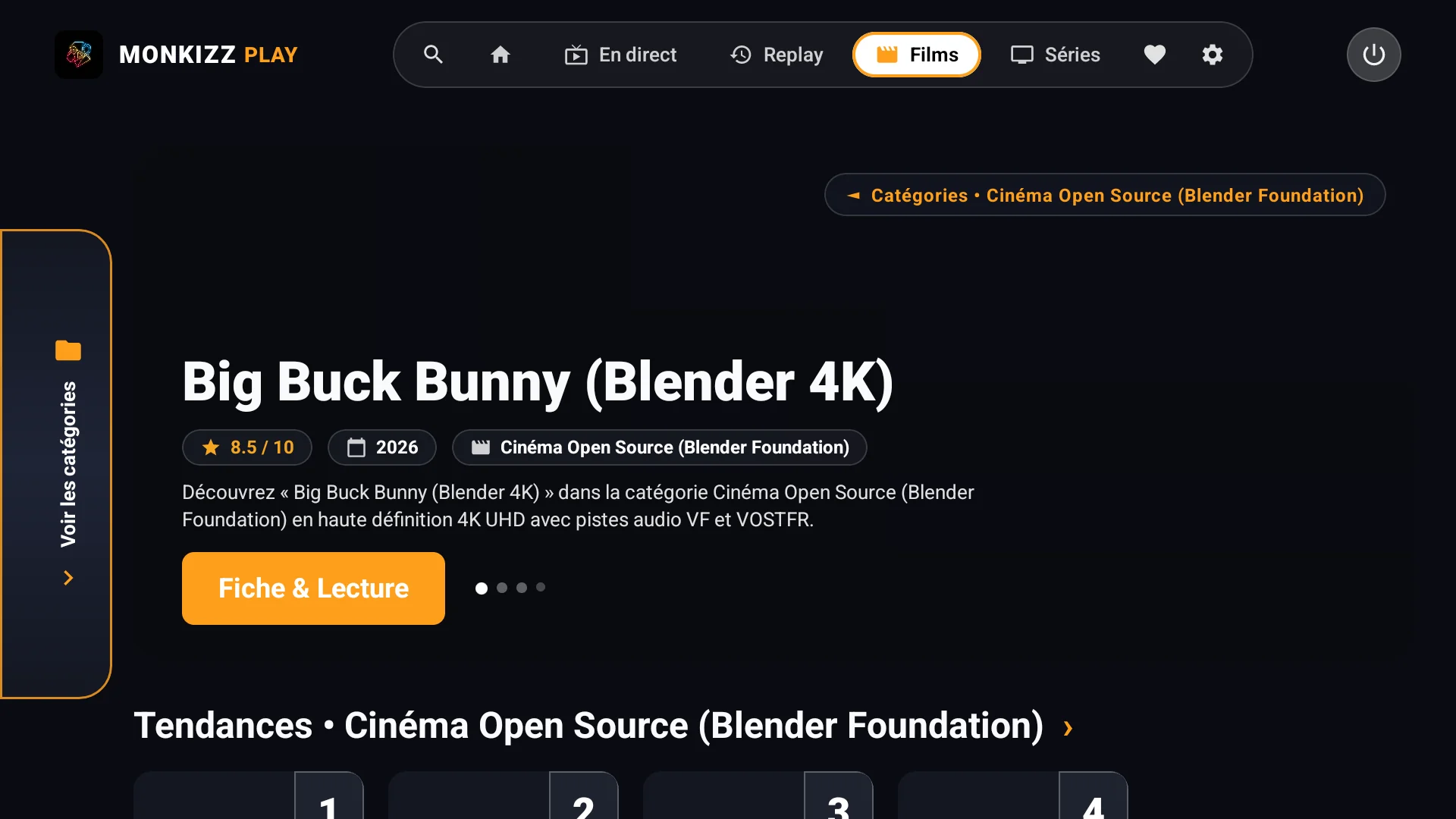 Catalogue Vidéothèque VOD 4K